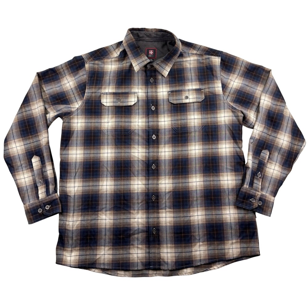 Swiss Tech Button-Down Shirt Flannel Men XL Granola Hiking Fishing Grunge Y2K